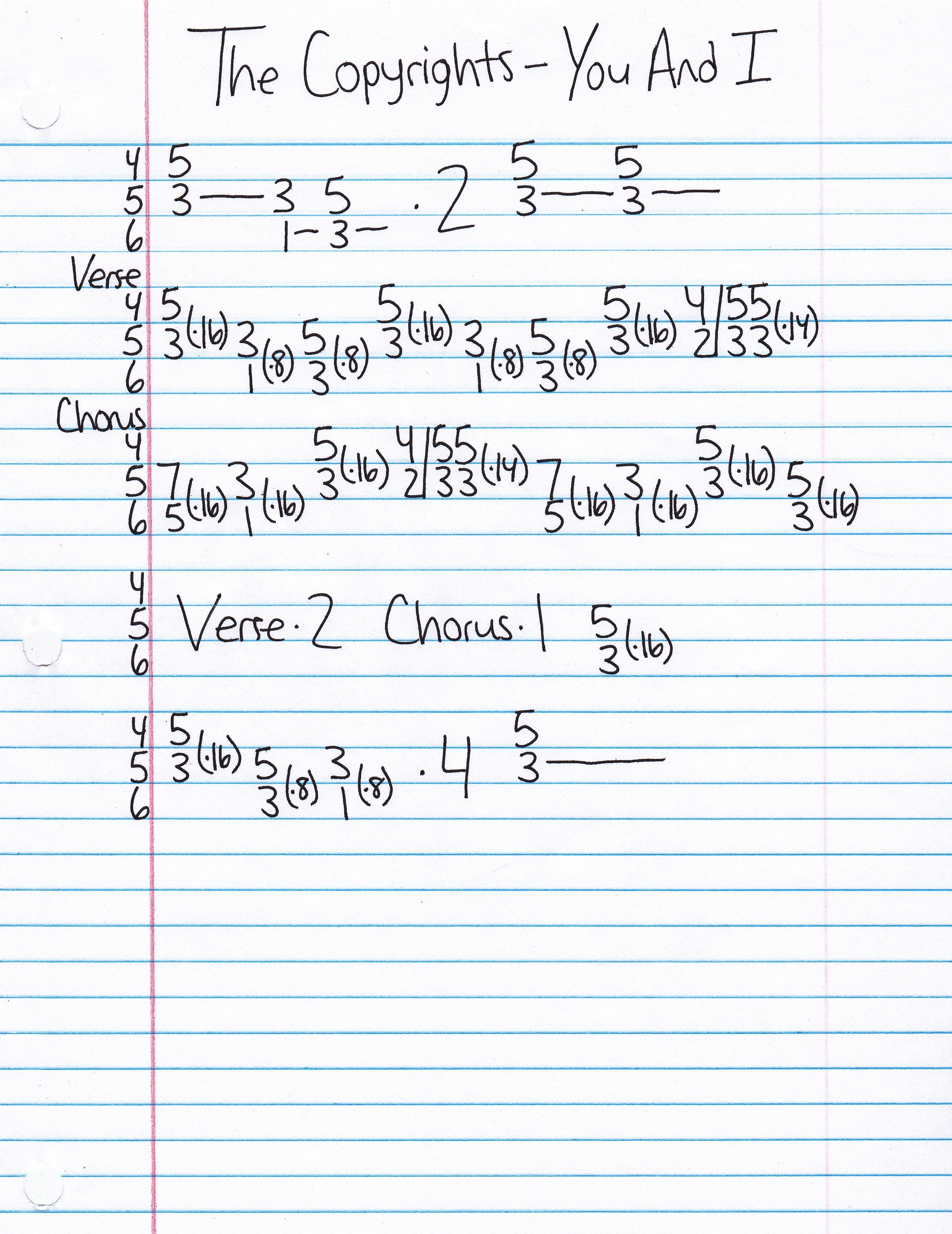 High quality guitar tab for You And I by The Copyrights off of the album We Didn't Come Here To Die. ***Complete and accurate guitar tab!***